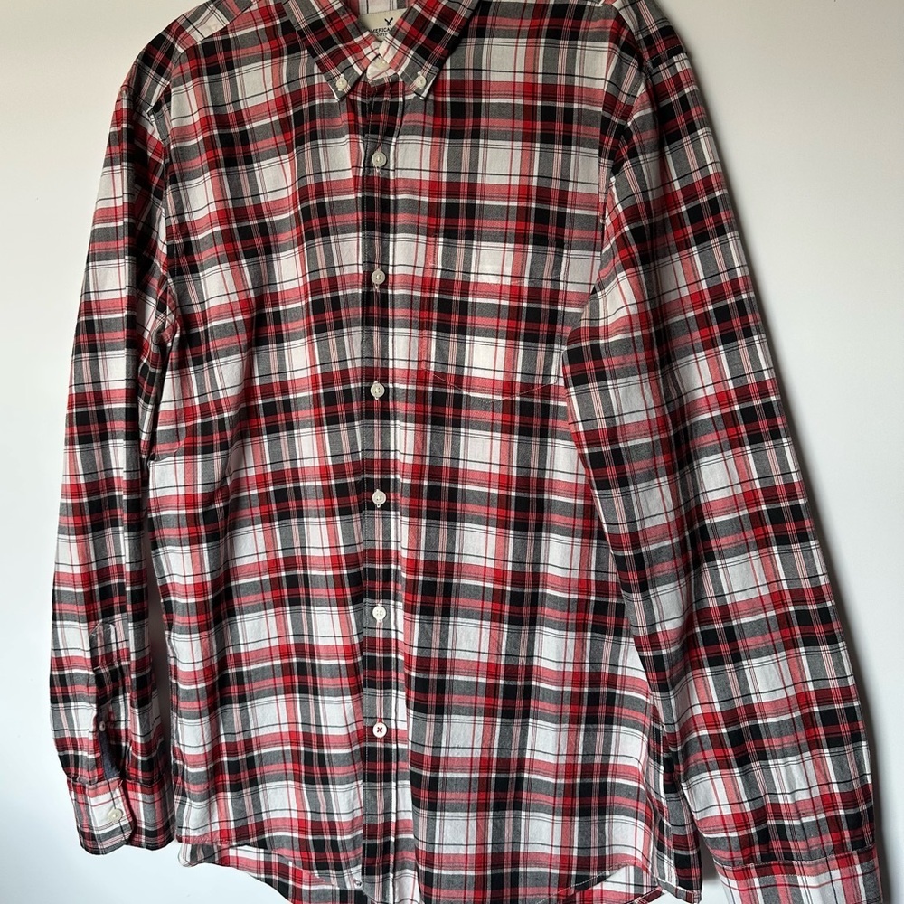 American Eagle Outfitters Red and Black Plaid Shirt